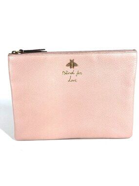 Gucci Clutch Logo Bee Leather Pink